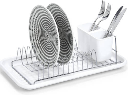 Zeller Luxe Wit Afdruiprek Met Lekbak 44 X 24 Cm - Afdruiprekken