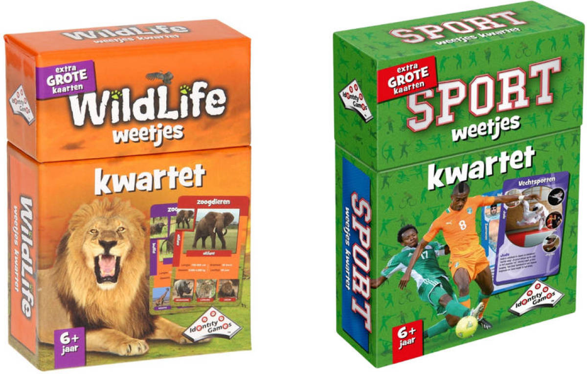 Identity Games Spellenbundel - Kwartet - 2 Stuks - Wildlife Kwartet & Kwartet Sport Weetjes