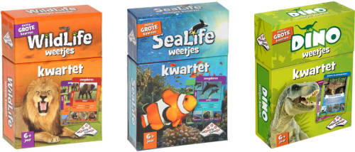 Identity Games Spellenbundel - Kwartet - 3 Stuks - Wildlife Kwartet & Sealife Kwartet & Dino Kwartet