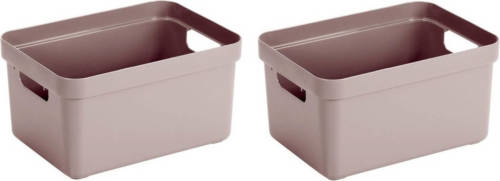 Bellatio Decorations 2x Roze Opbergboxen/opbergmanden 5 Liter Kunststof - Opbergbox