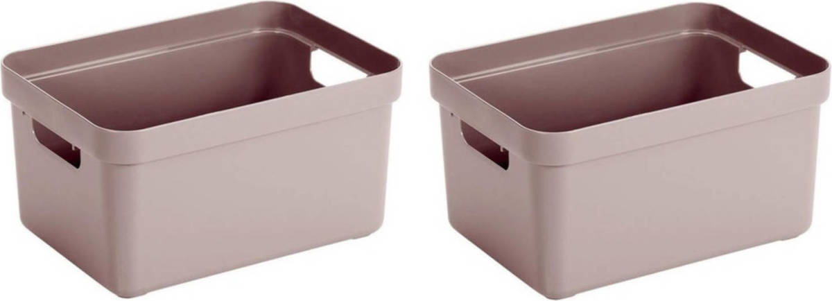 Bellatio Decorations 2x Roze Opbergboxen/opbergmanden 5 Liter Kunststof - Opbergbox