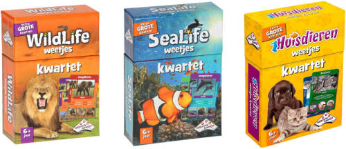 Identity Games Spellenbundel - Kwartet - 3 Stuks - Wildlife Kwartet & Sealife Kwartet & Huisdieren Kwartet