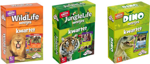 Identity Games Spellenbundel - Kwartet - 3 Stuks - Wildlife Kwartet & Junglelife Kwartet & Dino Kwartet