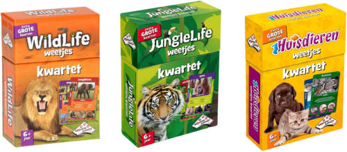 Identity Games Spellenbundel - Kwartet - 3 Stuks - Wildlife Kwartet & Junglelife Kwartet & Huisdieren Kwartet