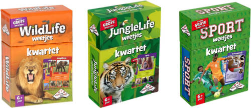 Identity Games Spellenbundel - Kwartet - 3 Stuks - Wildlife Kwartet & Junglelife Kwartet & Sport Weetjes Kwartet