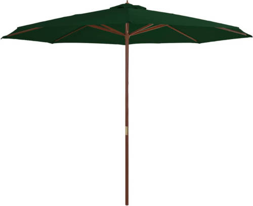 VidaXL Parasol Met Houten Paal 350 Cm Groen