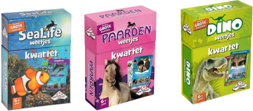 Identity Games Spellenbundel - Kwartet - 3 Stuks - Sealife Kwartet & Paarden Kwartet & Dino Kwartet
