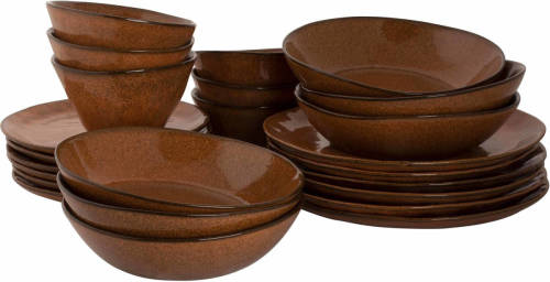 Palmer Serviesset Rustique Stoneware 6-persoons 24-delig Bruin