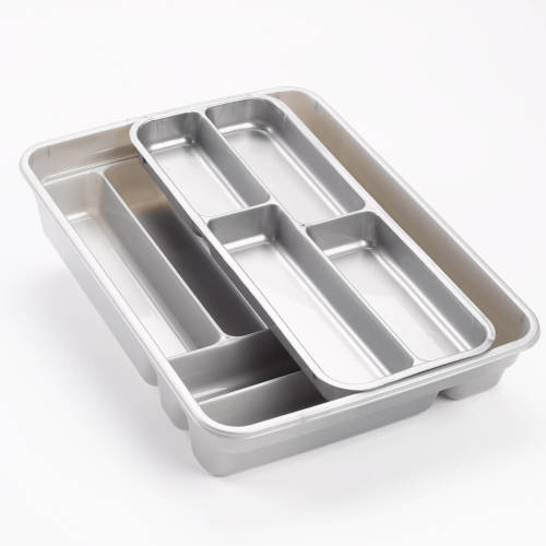 Forte Plastics Bestekbak/bestekhouders 2 Lagen Zilver 40 X 30 Cm - Bestekbakken