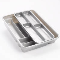 Forte Plastics Bestekbak/bestekhouders 2 Lagen Zilver 40 X 30 Cm - Bestekbakken