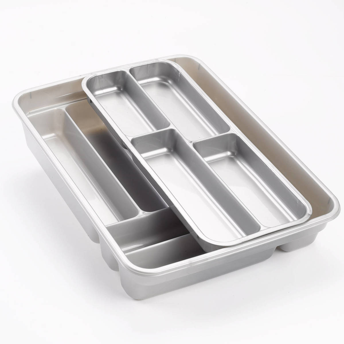 Forte Plastics Bestekbak/bestekhouders 2 Lagen Zilver 40 X 30 Cm - Bestekbakken