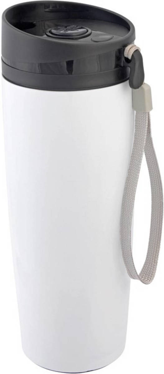 Bellatio Design Rvs Warmhoudbeker/isoleerbeker Wit Staal 380 Ml - Thermosbeker