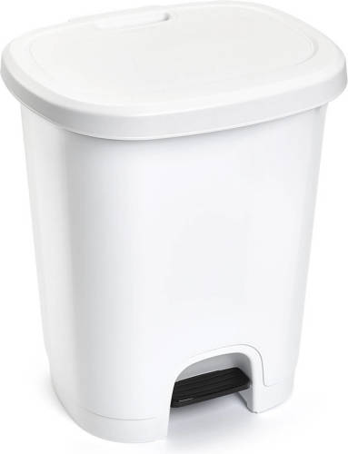 Forte Plastics Afvalemmers/vuilnisemmers/pedaalemmers 27 Liter In Het Wit Met Deksel En Pedaal - Prullenbakken