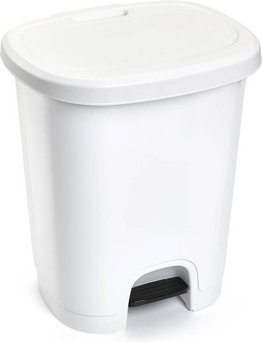Forte Plastics Afvalemmers/vuilnisemmers/pedaalemmers 27 Liter In Het Wit Met Deksel En Pedaal - Prullenbakken