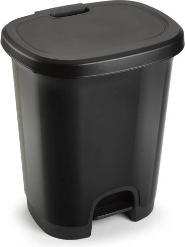 Forte Plastics Afvalemmers/vuilnisemmers/pedaalemmers 18 Liter In Het Zwart Met Deksel En Pedaal - Prullenbakken
