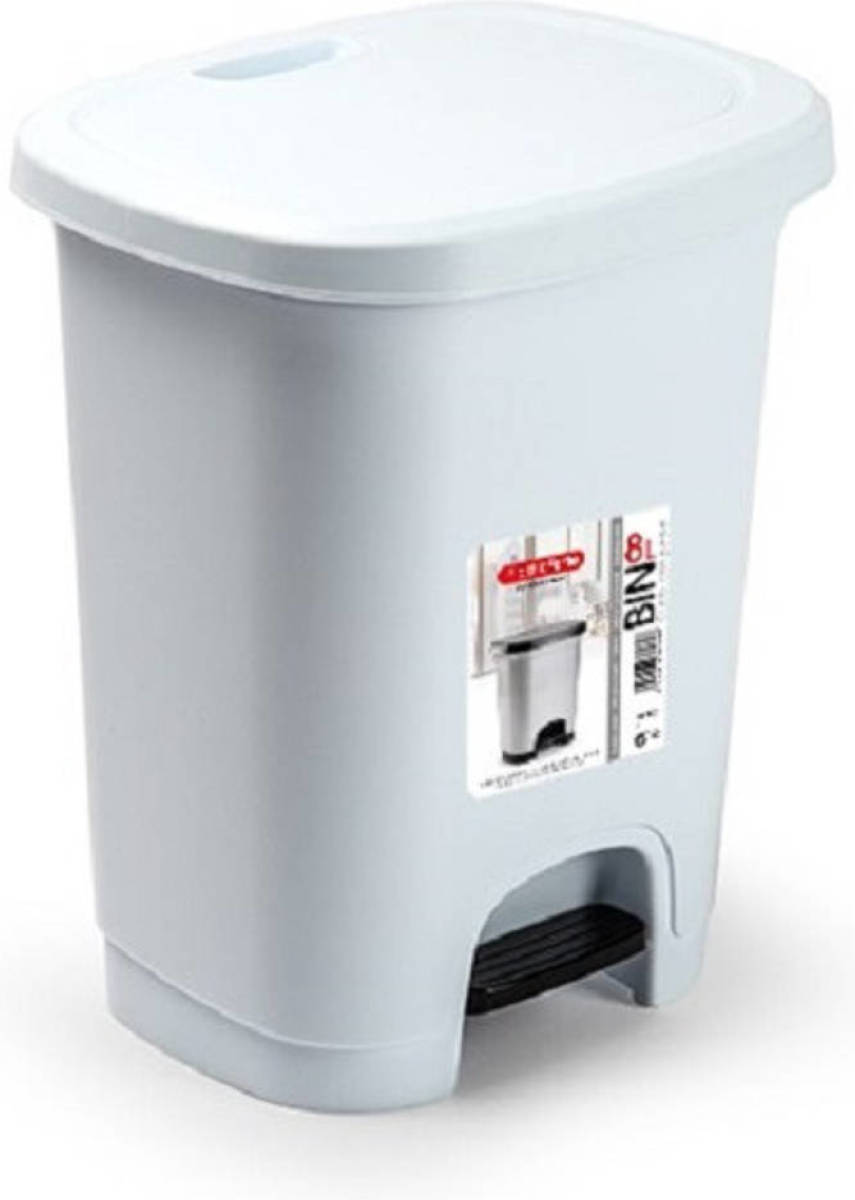 Forte Plastics Witte Afvalemmers/vuilnisemmers/pedaalemmers 8 Liter Met Deksel En Pedaal - Prullenbakken