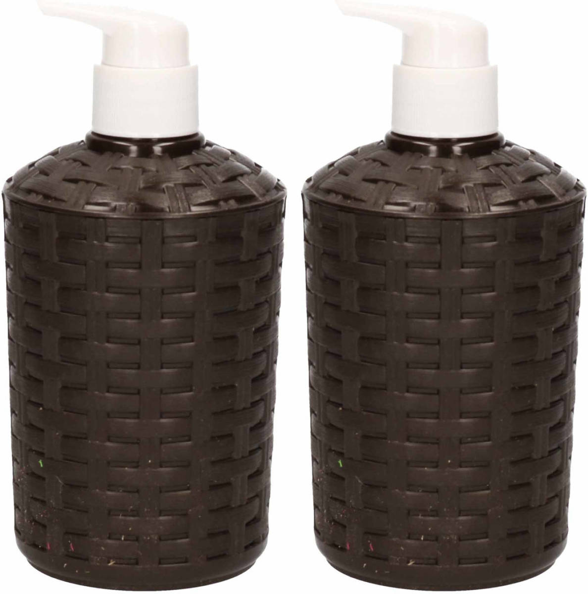 Forte Plastics 2x Zeep Pompjes/dispensers Zwart Geweven 16 Cm - Zeeppompjes
