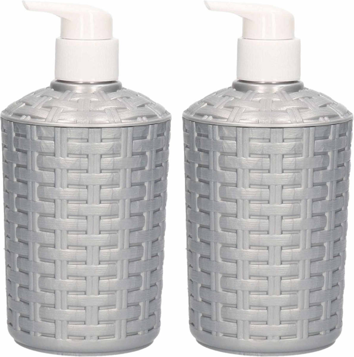 Forte Plastics 2x Zeep Pompjes/dispensers Zilver Geweven 16 Cm - Zeeppompjes