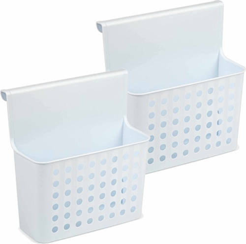 Forte Plastics 2x Badkamer/keuken Hang Opbergmandjes/organizers Wit 26 Cm - Opbergmanden