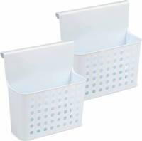 Forte Plastics 2x Badkamer/keuken Hang Opbergmandjes/organizers Wit 26 Cm - Opbergmanden