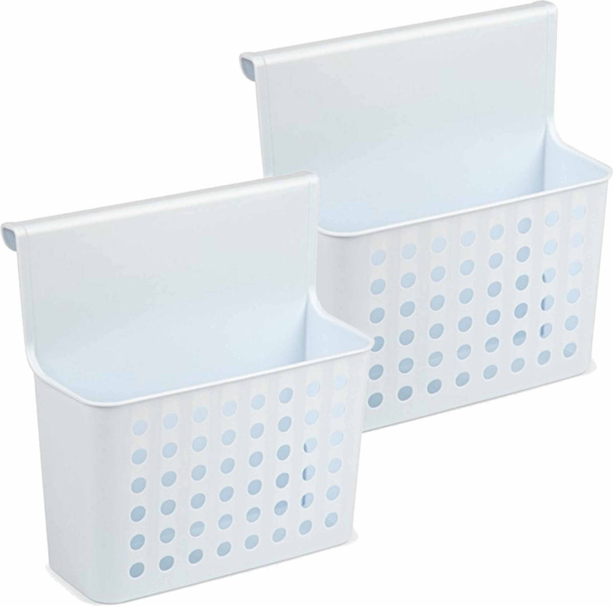 Forte Plastics 2x Badkamer/keuken Hang Opbergmandjes/organizers Wit 26 Cm - Opbergmanden