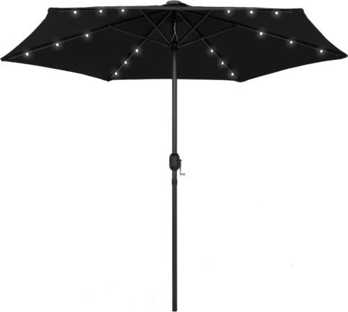 VidaXL Parasol Met Led-verlichting En Aluminium Paal 270 Cm Zwart