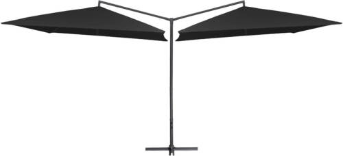 VidaXL Parasol Dubbel Met Stalen Paal 250x250 Cm Zwart