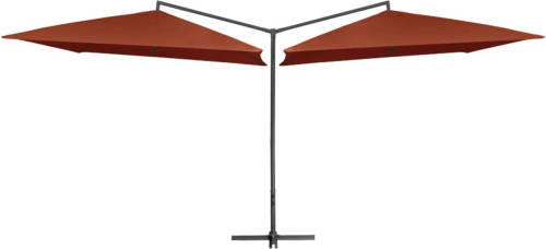 VidaXL Parasol Dubbel Met Stalen Paal 250x250 Cm Terracottakleurig