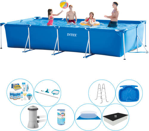 Intex Frame Pool Rechthoekig 450x220x84 Cm - Deluxe Zwembad Set