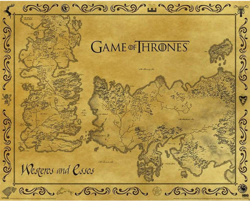 Pyramid Game Of Thrones Antique Map Poster 50x40cm