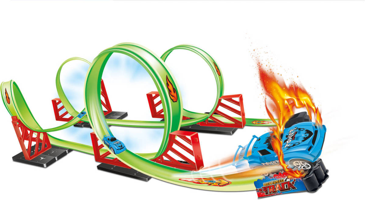 Gearbox Racebaan - 32-delig - Met Pull Back Race-auto - 4 Loopings