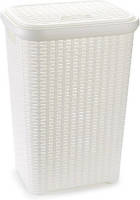 Forte Plastics Grote Rotan Wasmand Met Deksel Van 60 Liter In Het Wit - Wasmanden