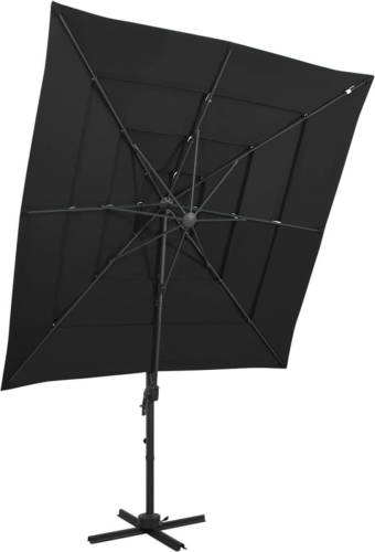 VidaXL Parasol 4-laags Met Aluminium Paal 250x250 Cm Zwart