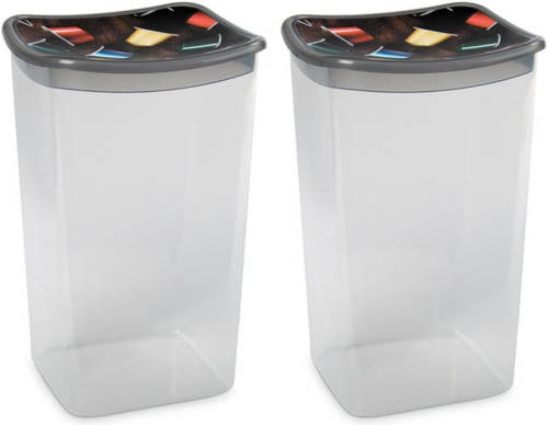Hega Hogar 2x Koffiecups Bewaarbakjes 1,9 Liter Transparant/grijs Plastic - Vershoudbakjes