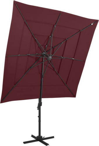 VidaXL Parasol 4-laags Met Aluminium Paal 250x250 Cm Bordeauxrood