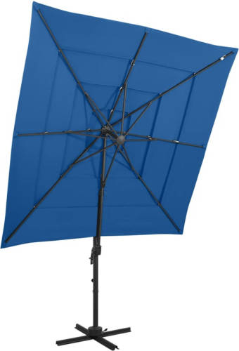 VidaXL Parasol 4-laags Met Aluminium Paal 250x250 Cm Azuurblauw