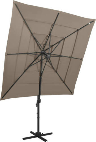 VidaXL Parasol 4-laags Met Aluminium Paal 250x250 Cm Taupe