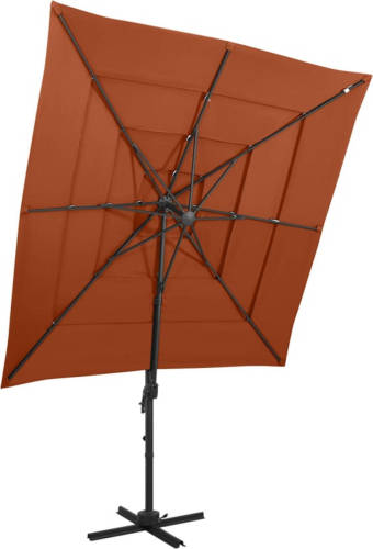 VidaXL Parasol 4-laags Met Aluminium Paal 250x250 Cm Terracottakleurig