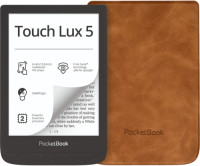 PocketBook Touch Lux 5 Ink Zwart + PocketBook Shell Book Case Bruin