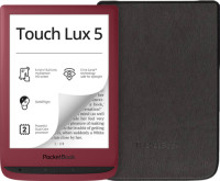 PocketBook Touch Lux 5 Ruby Rood + PocketBook Shell Book Case Zwart