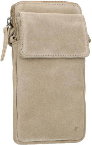 Manfield suède telefoontasje beige