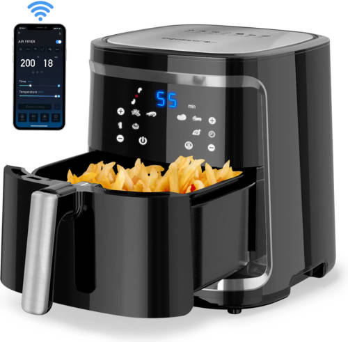 Aigostar Cube Smart 30xqf - Smart Airfryer - Heteluchtfriteuse - 7l - Via De App Bedienbaar - Zwart