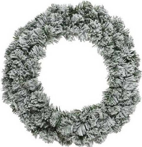 Decoris Groen/witte Kerstkrans 40 Cm Imperial Met Kunstsneeuw - Kerstkransen Kerstversieringen/kerstdecoraties