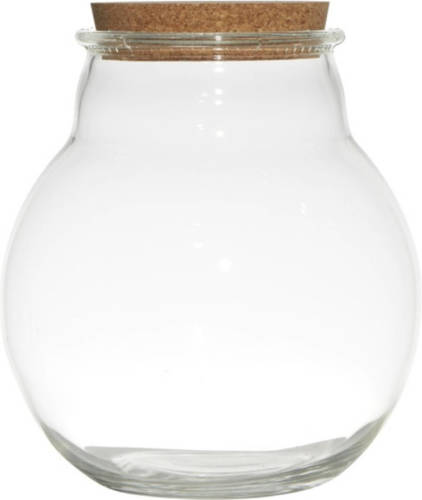 Bellatio Design Glazen Voorraadpot/snoeppot/terrarium Vaas Van 19 X 21.5 Cm Met Kurk Dop - Bewaarpot/opslagpot