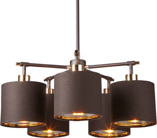 Elstead Balance - hanglamp in bruin messing met 5 lampen