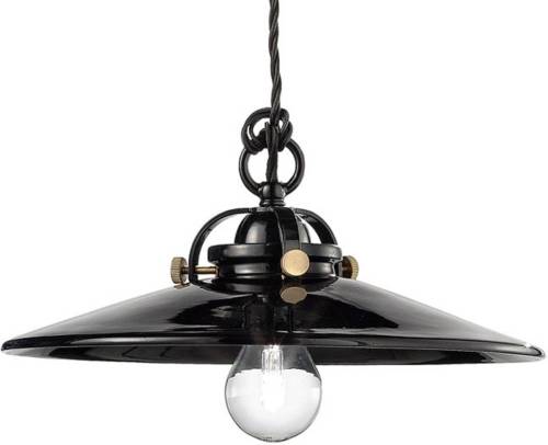 Ferro Luce Zwarte keramische hanglamp Edoardo, 31 cm