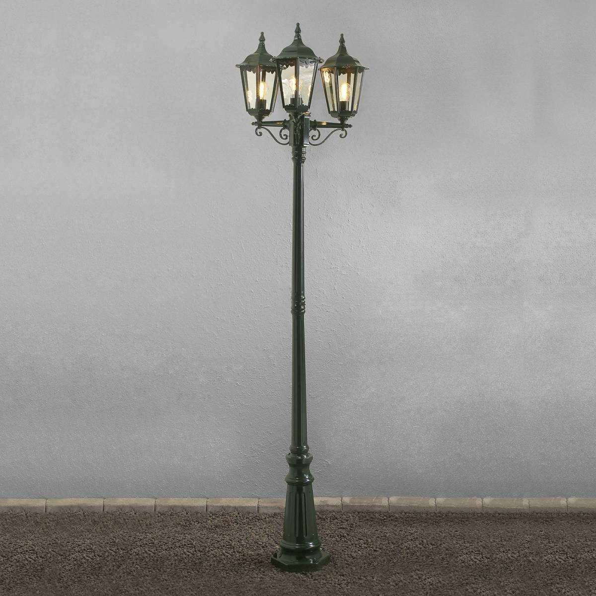 Konstmide Mastlamp Firenze, 3-lamps, groen