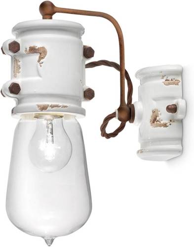 Ferro Luce Witte wandlamp Nicolo in vintage stijl