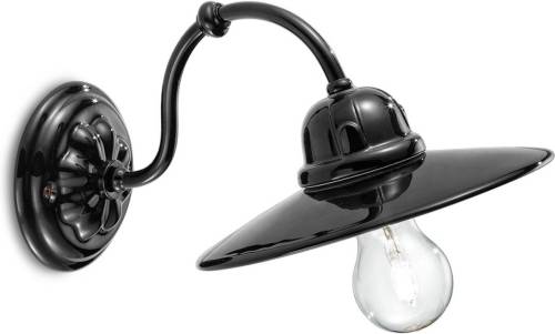 Ferro Luce Wandlamp Edoardo in retro stijl, zwart