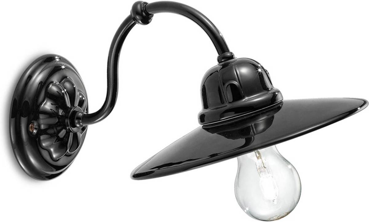 Ferro Luce Wandlamp Edoardo in retro stijl, zwart